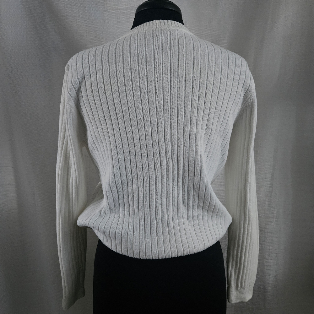 Cotton Cable Knit V-Neck Sweater - Picture 3 of 7